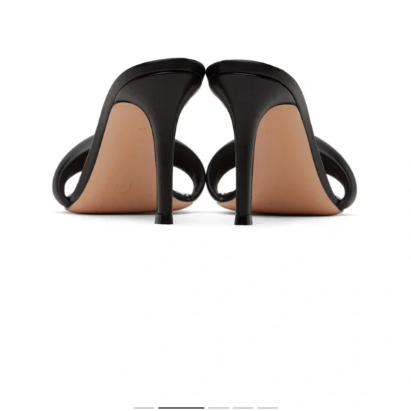 Gianvito Rossi Black Leather Mules Black Bijoux 85 Heeled Sandals Size 36 - Picture 4 of 12